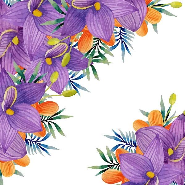 Cadre de fleurs aquarelle . — Image vectorielle