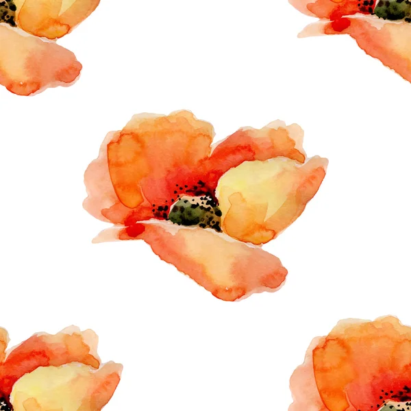 Aquarel bloemen naadloze patroon met papavers. — Stockvector