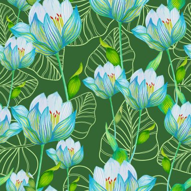 suluboya çiçek seamless modeli.