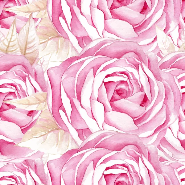 Aquarela padrão de rosas sem costura . — Vetor de Stock