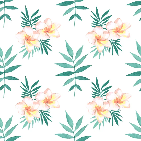 Watercolor seamless pattern of exotic flowers.