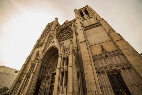 Buitenkant Van Een Sepia Ogende Grace Cathedral San Francisco Californië — Stockfoto