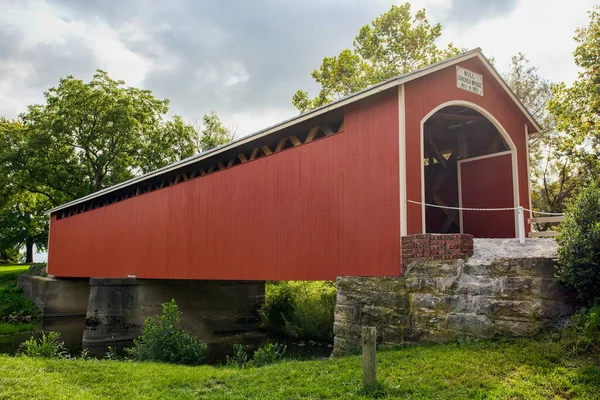 Mull Covered Bridge Construído 1851 Localizado Ohio — Fotografia de Stock