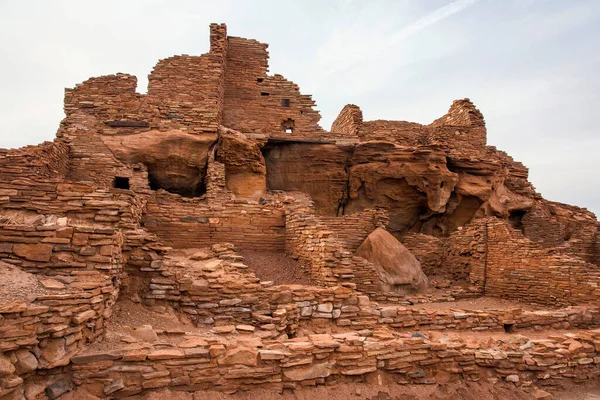 Arizona Daki Wupatki Ulusal Anıtı Nda Tarihi Wupatki Harabeleri Stok Resim