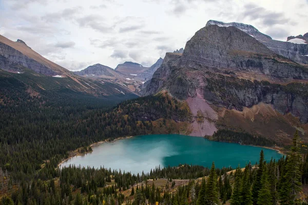 Lower Grinnell Lake Como Visto Cima Trilha Lago Grinnell Parque — Fotografia de Stock