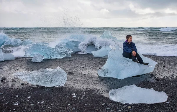 Glacial Ice Lagoon Front Fjallsrln Glacier Iceland — Stock Photo, Image