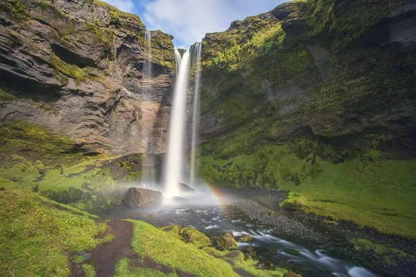 Μεγάλη Έκθεση Του Καταρράκτη Kvernufoss Στη Νότια Ισλανδία — Φωτογραφία Αρχείου