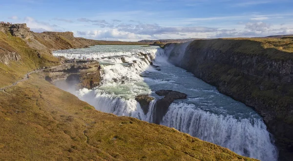 Gullfoss Καταρράκτη Στην Ισλανδία Ένα Δημοφιλές Τουριστικό Προορισμό Για Χρυσό — Φωτογραφία Αρχείου