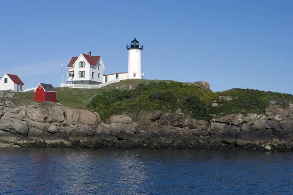 Nubble Lighthouse Maine Claro Día Cielo Azul — Foto de Stock