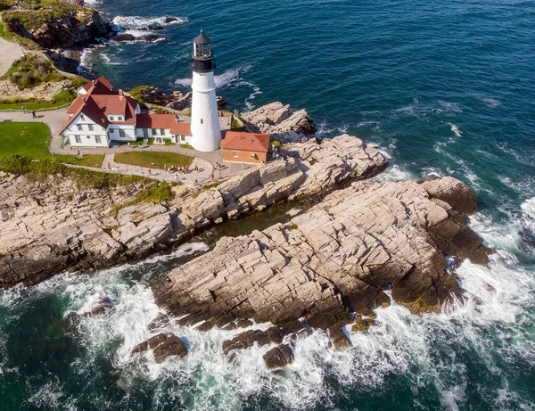 Maine Kıyısındaki Portland Baş Feneri Nin Yukarıdan Görünüşü Telifsiz Stok Imajlar