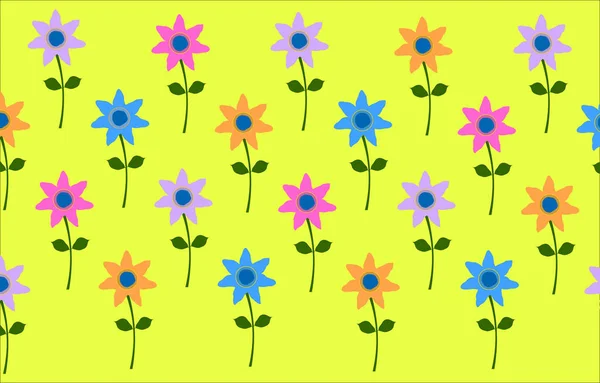 Colorful Cute Simple Flowers Pattern — Stock Photo, Image