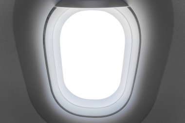 Bir gri boş pencere düzlemi, gri uçak penceresi, gri ışık şablonu, düz uçak penceresi beyaz boşluk