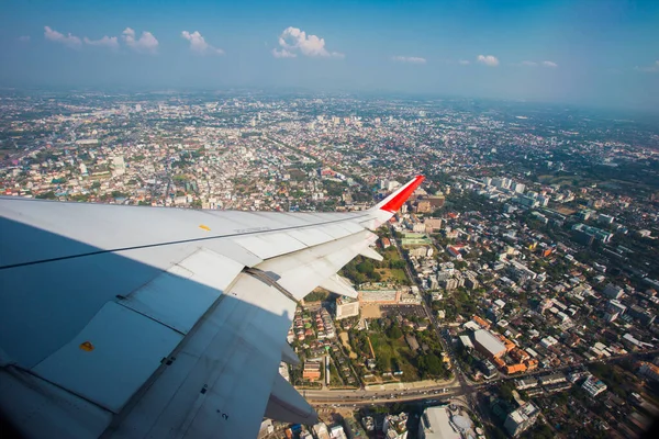 Chiang Mai Thailand Cityscape Вид Вікна Літака — стокове фото