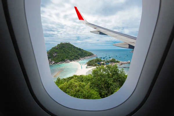 Janela Avião Koh Nangyuan Ilha Suratthani Sul Tailândia Paisagem Fora — Fotografia de Stock