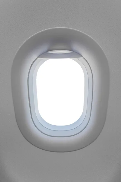 一个灰色的空白窗口平面 灰色的飞机窗口 灰色的灯光模板 平面的飞机窗口白色的空间 — 图库照片