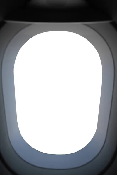 One Gray Blank Window Plane Gray Airplane Window Gray Light — Stock Photo, Image