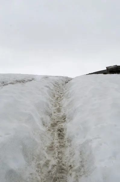 Sentiero attraverso la neve — Foto Stock