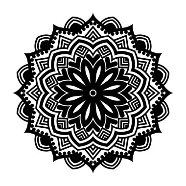 Tasarım için Siyah Mandala, Henna için Mandala Dairesel desen tasarımı, Mehndi, dövme, dekorasyon. Etnik doğu tarzında dekoratif süs. Boyama kitabı sayfası.