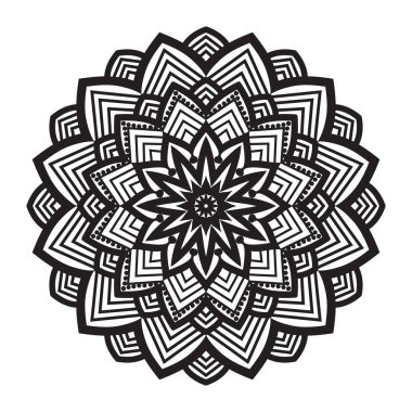 Tasarım için Siyah Mandala, Henna için Mandala Dairesel desen tasarımı, Mehndi, dövme, dekorasyon. Etnik doğu tarzında dekoratif süs. Boyama kitabı sayfası.