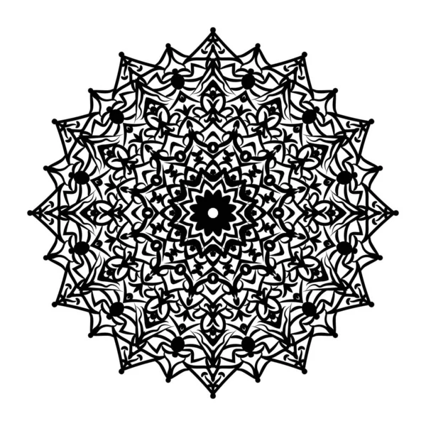 블랙맨들라 Black Mandala 디자인 Henna Mehndi Tattoo Decoration Decorative Ornament — 스톡 벡터