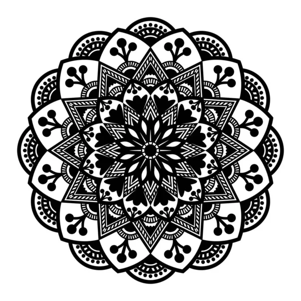 Black Mandala Design Mandala Circular Pattern Design Henna Mehndi Tattoo — Stock Vector