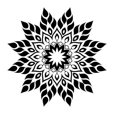 Tasarım için Siyah Mandala, Henna için Mandala Dairesel desen tasarımı, Mehndi, dövme, dekorasyon. Etnik doğu tarzında dekoratif süs. Boyama kitabı sayfası.