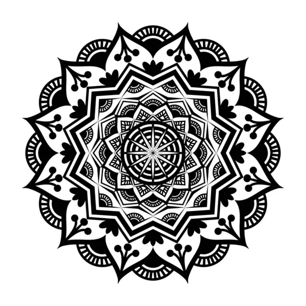 Black Mandala Design Mandala Circular Pattern Design Henna Mehndi Tattoo — Stock Vector