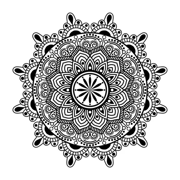 Fekete Mandala Design Mandala Körkörös Minta Design Henna Mehndi Tetoválás — Stock Vector