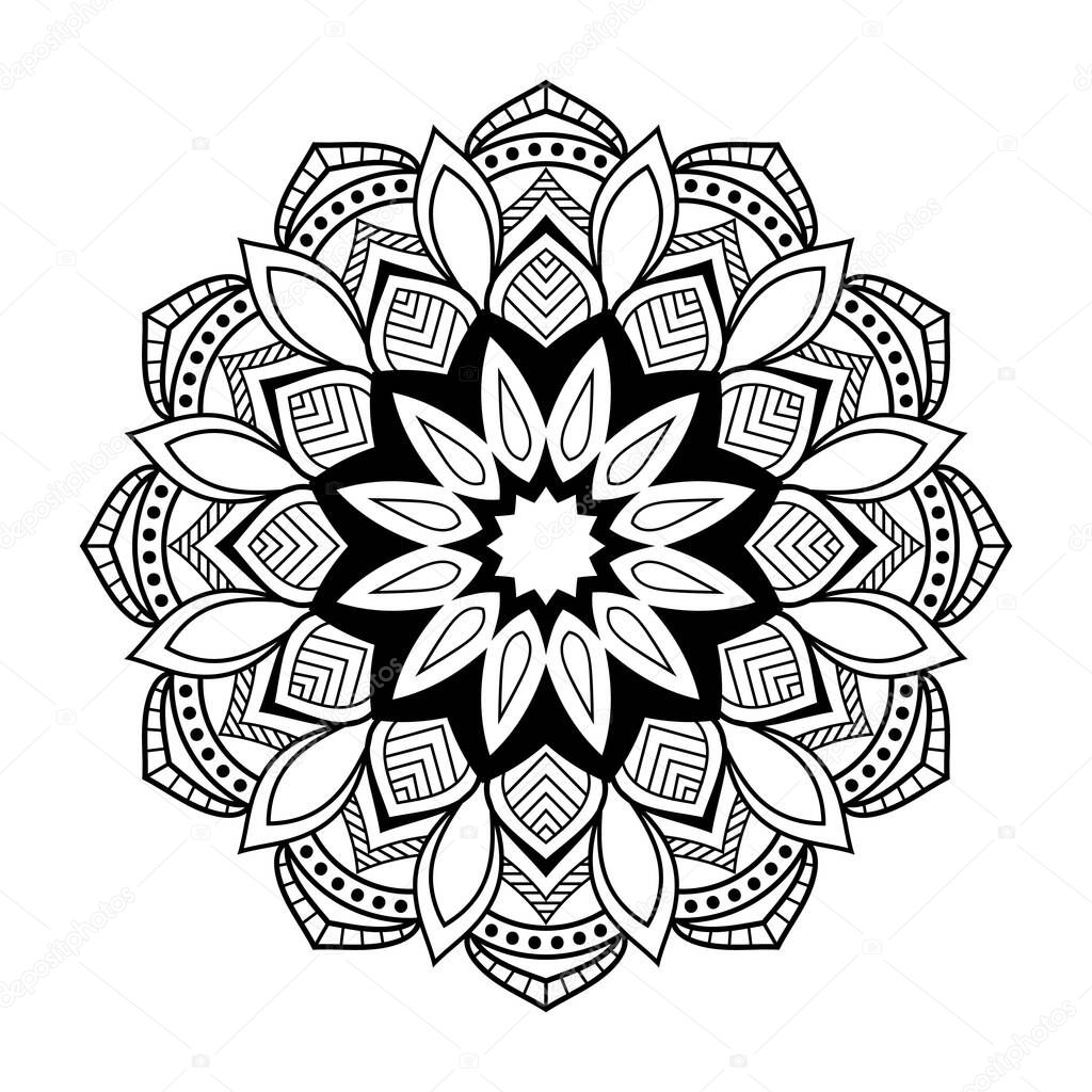 Black Mandala for Design | Mandala Circular pattern design for Henna, Mehndi, tattoo, decoration.Decorative ornament in ethnic oriental style. Coloring book page.