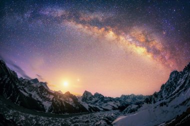 The dome of the Milky Way under the main Himalayan ridge. clipart