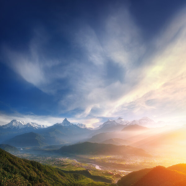 Beautiful sunrise over the valley