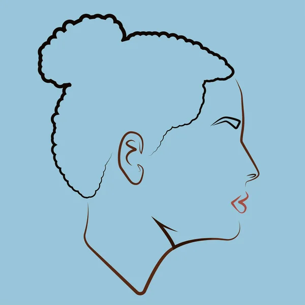 Portrait Silhouette Black Female Head Black Woman Flat Illustration Face — Stock Vector