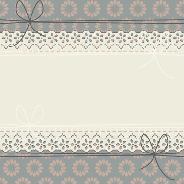 Dekoratif çiçeklerle şirin dantel çerçeve