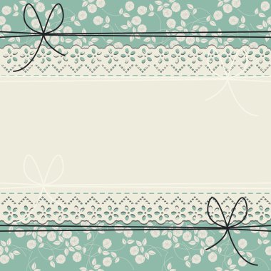 Zarif dantel çerçeve yeşil zemin üzerine beyaz gül