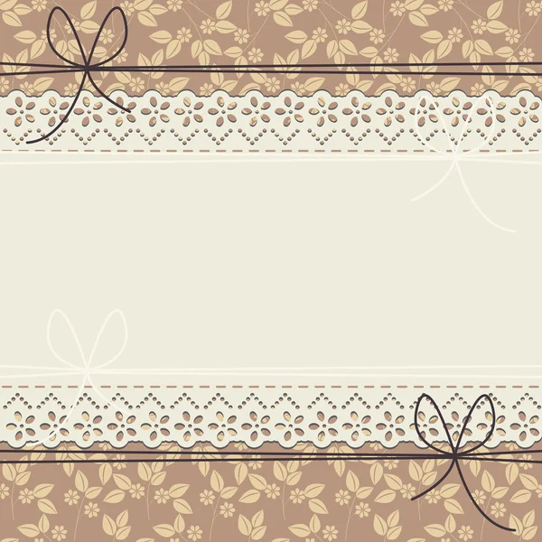 Elegant lace frame met bloemen en bladeren — Stockvector
