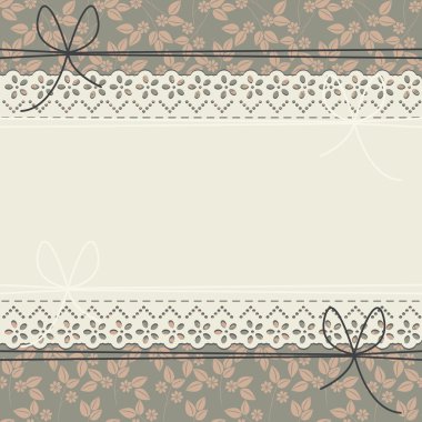 Elegant lace frame with stylish flowers and leaves