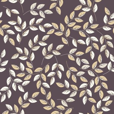 Endless pattern with stylish leaves on purple background