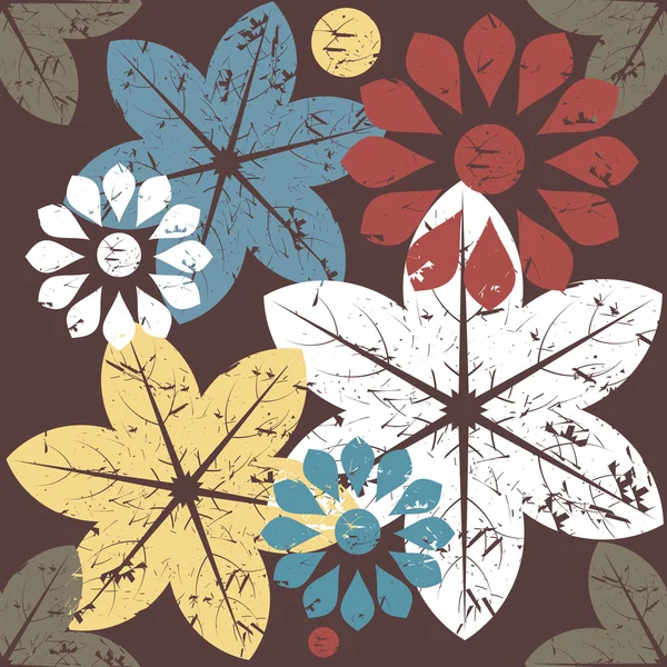 Patrón de otoño sin costuras con flores decorativas — Archivo Imágenes Vectoriales
