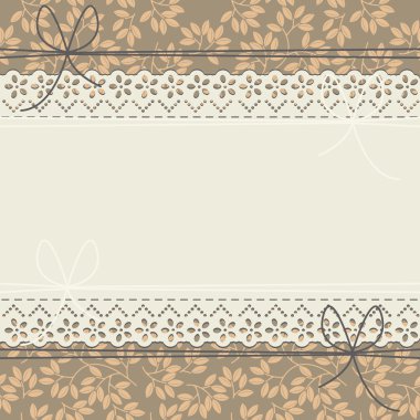 Yatay dantel çerçeve şık yaprakları ile