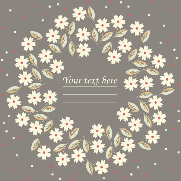 Quadro de círculo elegante com flores brancas — Vetor de Stock