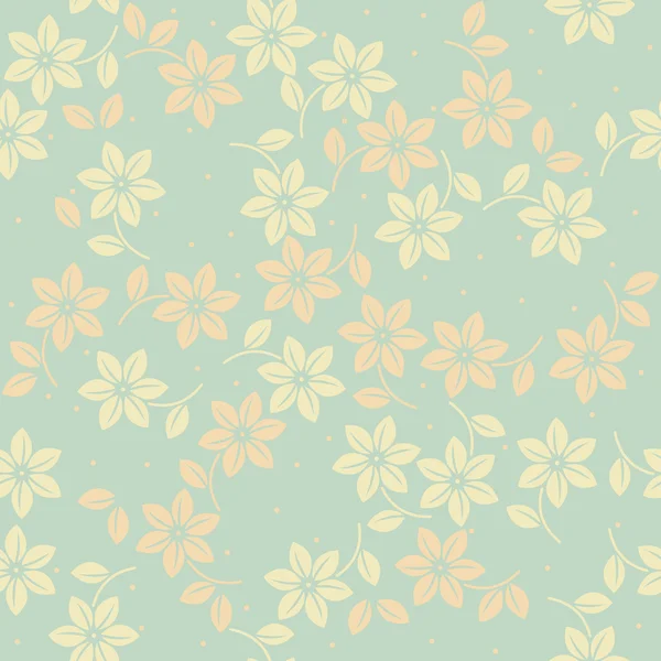 Χαριτωμένο ατελείωτες μοτίβο με τρυφερά λουλούδια και φύλλα — Διανυσματικό Αρχείο