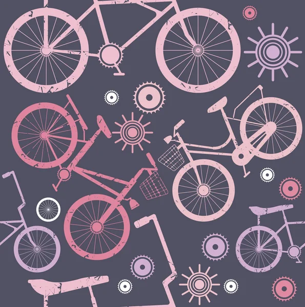 Padrão sem costura com bicicletas rosa — Vetor de Stock