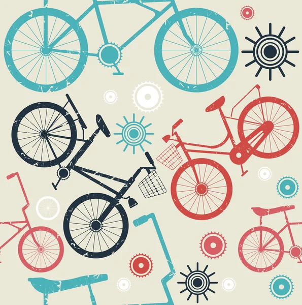 Бесшовный рисунок с ретро-велосипедами — стоковый вектор