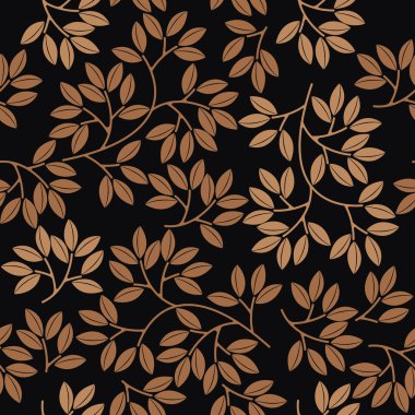 Siyah arka plan üzerine şık yaprakları ile sonbahar seamless modeli