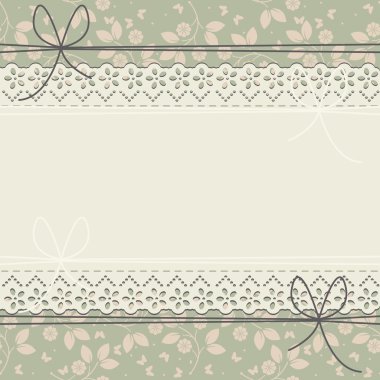 Yeşil dantel çerçeve sevimli kelebekler ve yaprakları ile