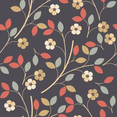 Renkli dekoratif çiçek ve yaprakları ile Seamless Modeli