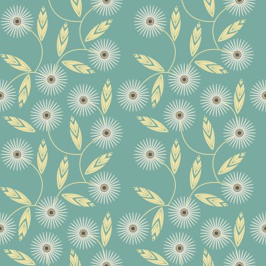 Yeşil zemin üzerine beyaz papatya çiçekler ile Seamless Modeli