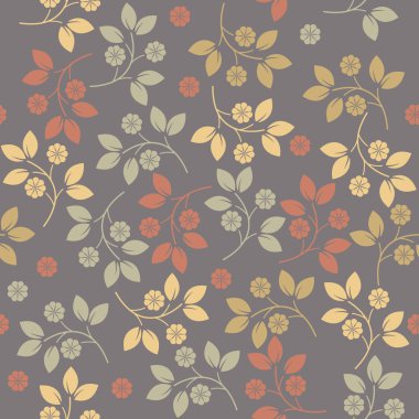 Yaprakları ve çiçekleri mor backg ile şık sonsuz desen