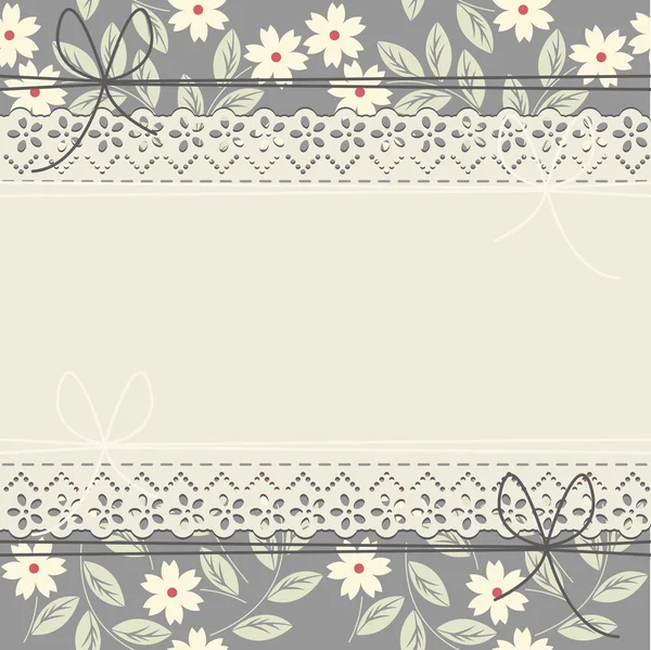 Elegante cornice in pizzo con fiori bianchi — Vettoriale Stock