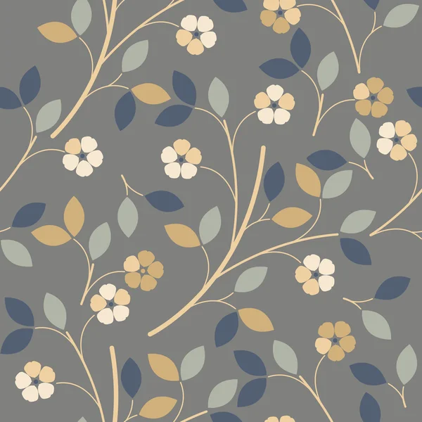 Elegante patrón sin costuras con flores y hojas de colores — Vector de stock